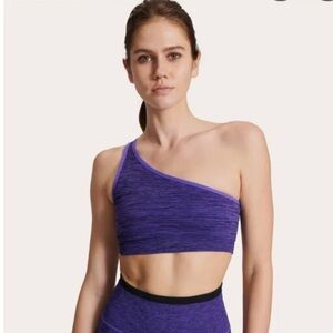 Peloton Purple One-Shoulder Seamless Crop Sports Bra